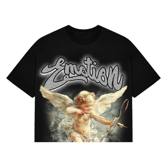 Mixed Emotion ‘Cupid’ Rhinestone Black Cropped Tee